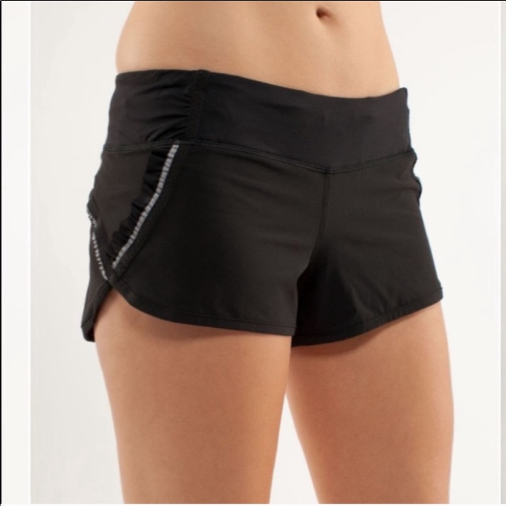 size 6 black speed shorts with reflective ruffle